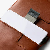 Bellroy Slim Sleeve wallet in Sienna leather with multiple card slots and a sleek, compact design for everyday use.