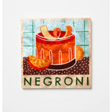 Jones & Co Happy Hour Negroni Tile wall decor featuring a colorful, stylish design with a Negroni cocktail illustration.