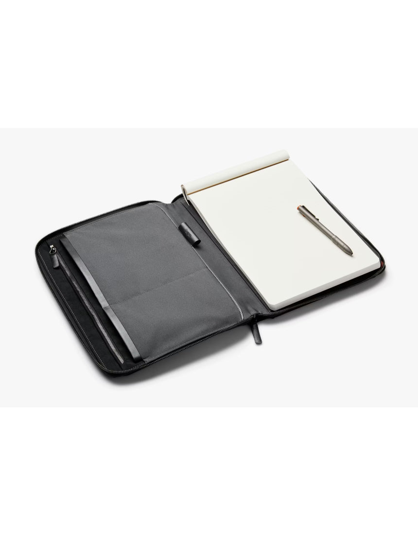 Bellroy Tokyo Folio 12.9-inch Raven leather tablet case with sleek design and multiple compartments for organization.
