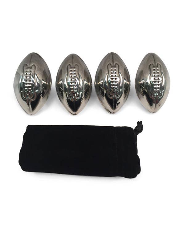 Men's Republic Footy Ball ice cubes in stainless steel, set of 4, with detailed football design on each cube.