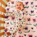 Kip & Co Pretty Pansy Organic Long Sleeve Zip Romper