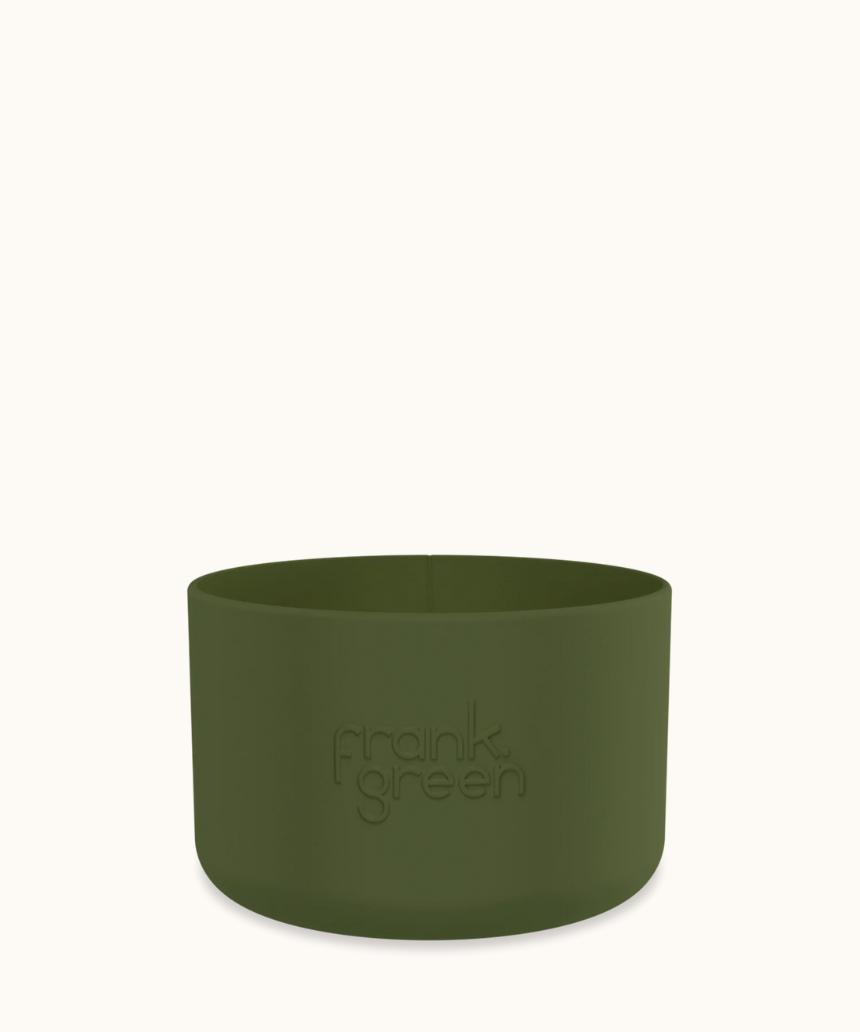 Large Frank Green Bottle Bumper Guard protecting a reusable water bottle from scratches and impacts.