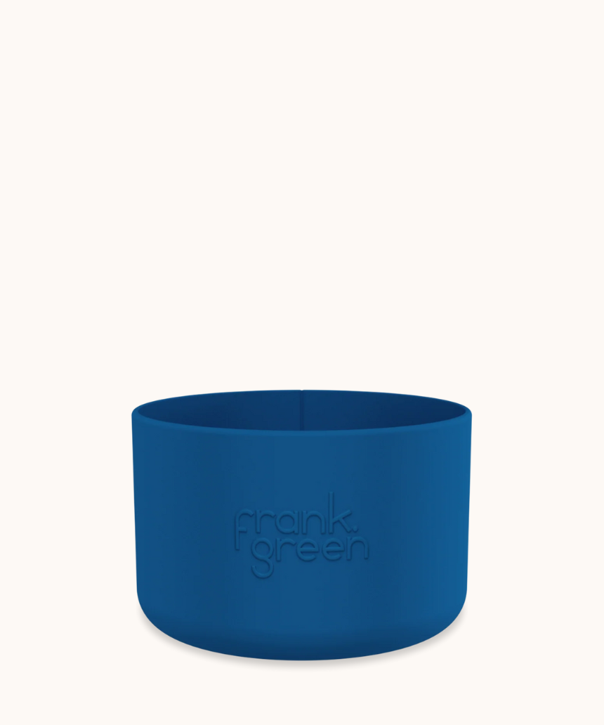 Large Frank Green Bottle Bumper Guard protecting a reusable water bottle from impacts and scratches.