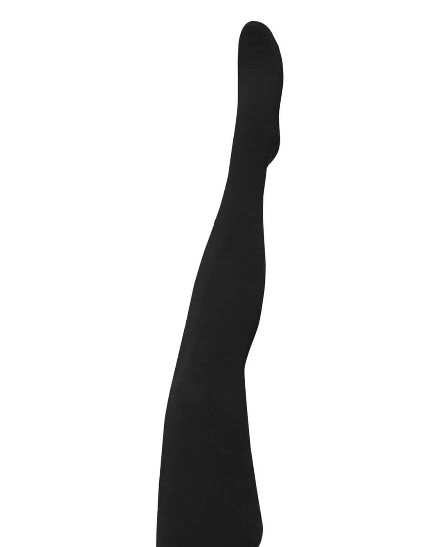 Black merino wool tights by Tightology, featuring a snug fit and smooth texture for warmth and comfort.