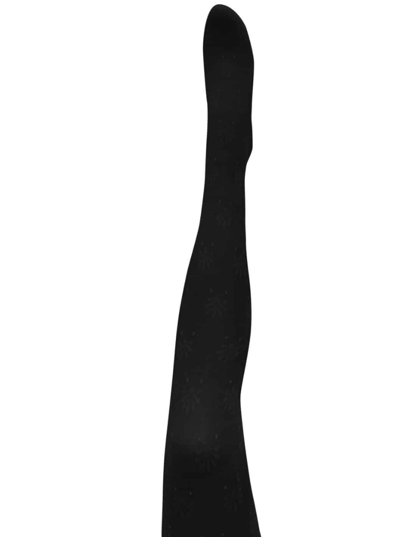Black organic cotton tights by Tightology featuring a close-up of the textured fabric and seamless design.