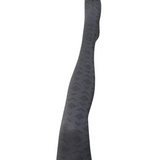 Tightology Deco Grey Merino Wool Tights shown on a model, highlighting the soft knit fabric and snug fit for cold weather wear.