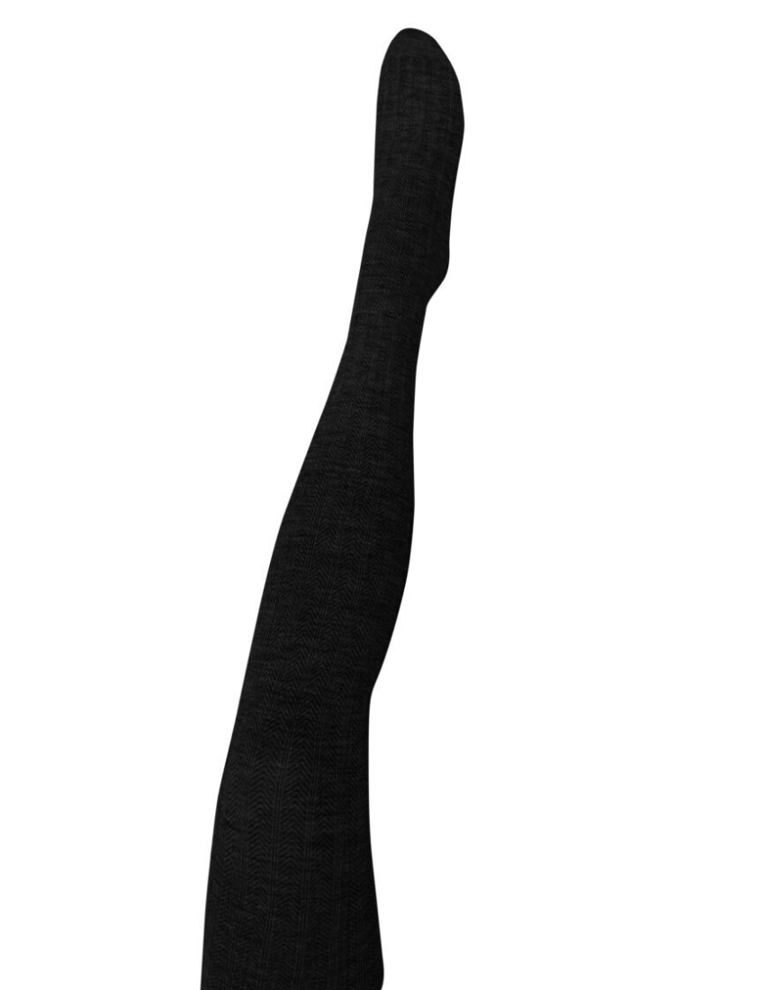 Black wool tights by Tightology featuring a sleek, snug fit suitable for stylish, everyday wear.