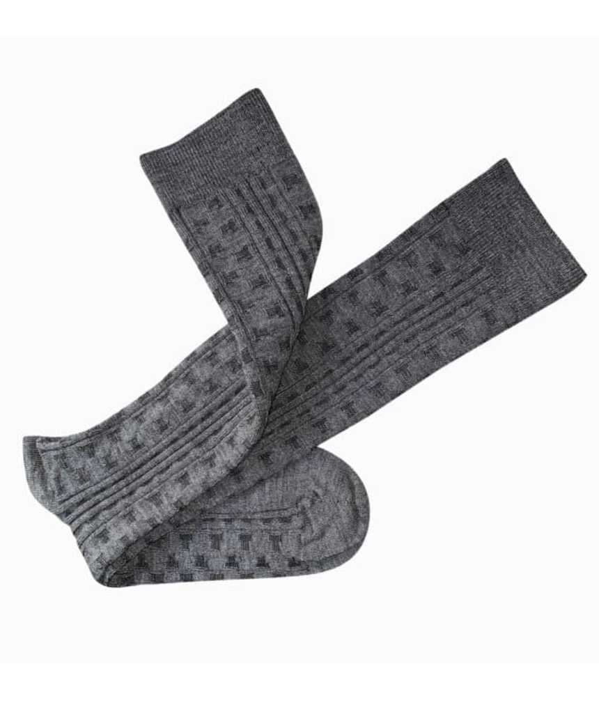 Tightology Industry Grey Merino Wool Socks displayed flat, showcasing soft, breathable wool material and comfortable fit.