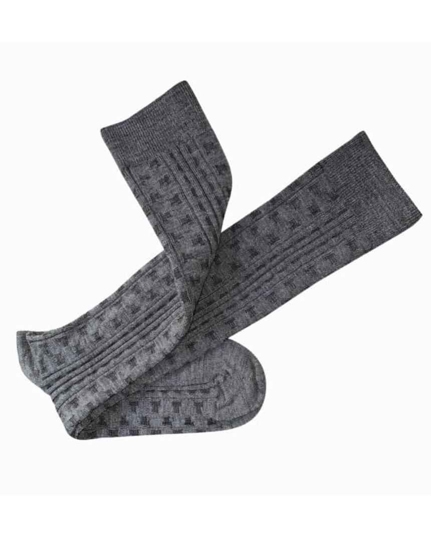 Tightology Industry Grey Merino Wool Socks displayed flat, showcasing soft, breathable wool material and comfortable fit.