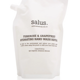 Salus Tuberose & Grapefruit hydrating hand wash refill bottle, 1 liter, bath and body product with floral and citrus scent.
