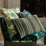 Bonnie and Neil Cosmos Green Cushion 50cm featuring a vibrant floral design and plush fabric for decorative comfort.