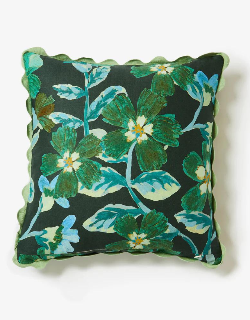 Bonnie and Neil Cosmos Green Cushion, 50cm, featuring a vibrant green fabric with a celestial-inspired pattern.