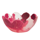 Sage x Clare Petal Bowl in Rhubarb dinnerware with a floral petal design, showcasing vibrant pink and red ceramic bowl.