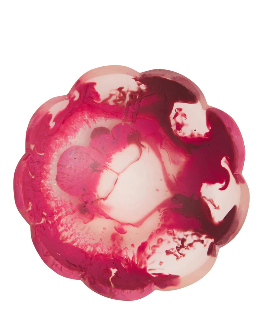 Sage x Clare Petal Bowl Rhubarb dinnerware with a floral petal design in vibrant red and pink hues.
