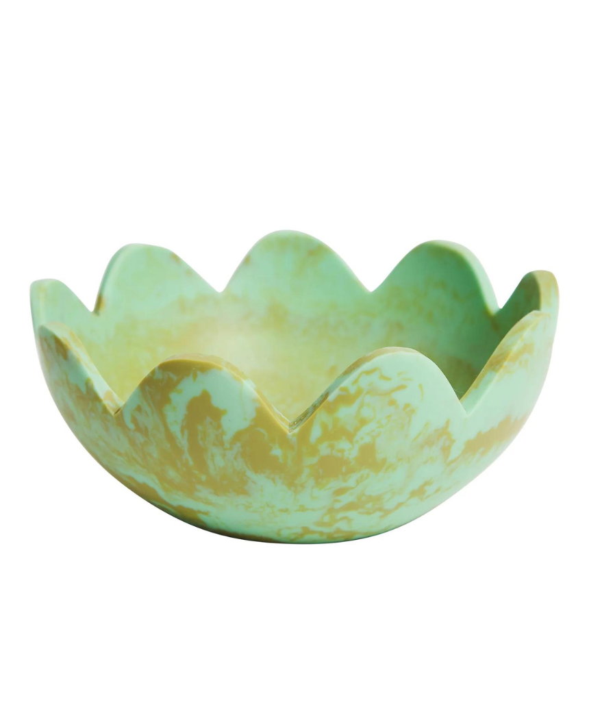 Sage x Clare Petal Bowl Artichoke dinnerware with a floral petal design in green and cream tones, ceramic material.