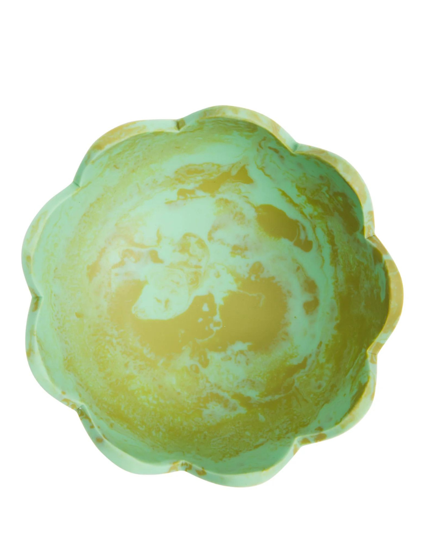 Sage x Clare Petal Bowl in Artichoke with floral design, made of ceramic dinnerware for serving or display.