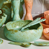 Sage x Clare Wilkie Salad Plate featuring an artichoke design, elegant dinnerware for serving salads.