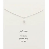 Mini pearl mum necklace by Petals Australia featuring delicate pearl flower pendant on a fine chain.