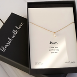 Mini Pearl Mum necklace by Petals Australia featuring delicate pearl flower pendant on a fine chain.