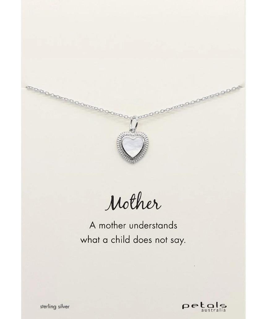 Elegant Petals Australia mother of pearl necklace featuring a delicate, lustrous pendant on a fine chain.