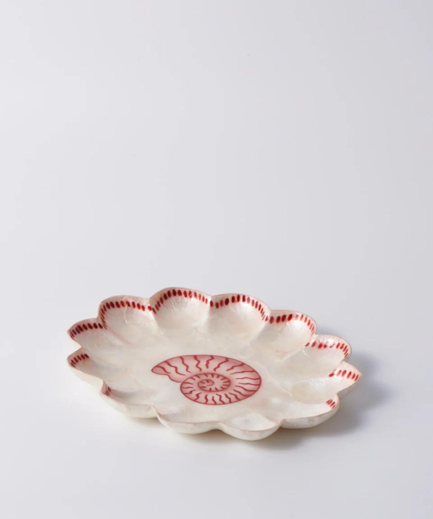 Jones & Co Atlantic Shell Plate featuring a detailed shell design in neutral tones on a white background.