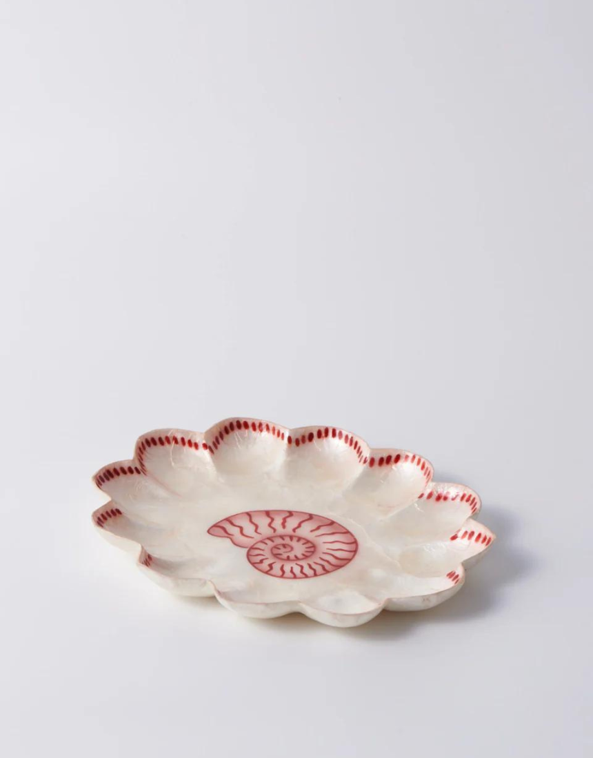 Jones & Co Atlantic Shell Plate featuring a detailed shell design in neutral tones on a white background.