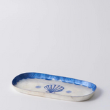Jones & Co Atlantic Shell Tray in blue, decorative ceramic dish with shell design for coastal-inspired table decor.