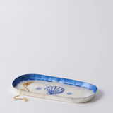 Blue Atlantic Shell Tray by Jones & Co, featuring a detailed shell design, perfect for coastal-inspired home decor.
