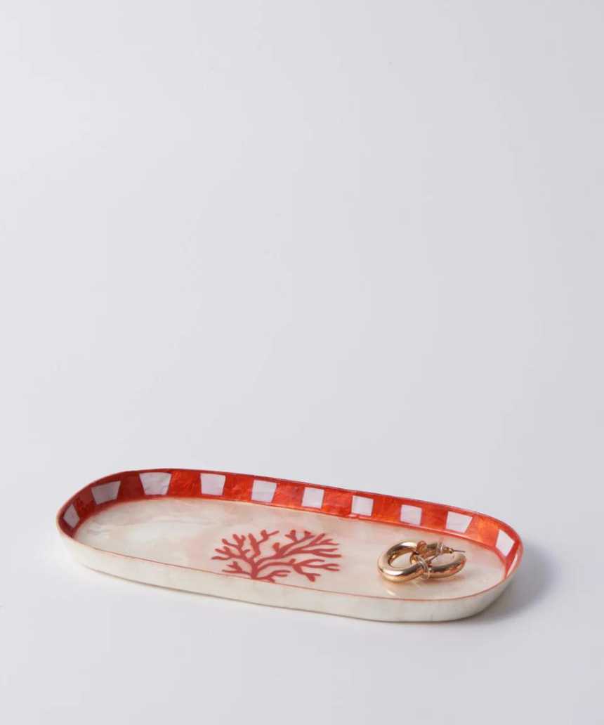 Jones & Co Atlantic Coral Tray in vibrant red, featuring a decorative coral-inspired design for stylish home decor.