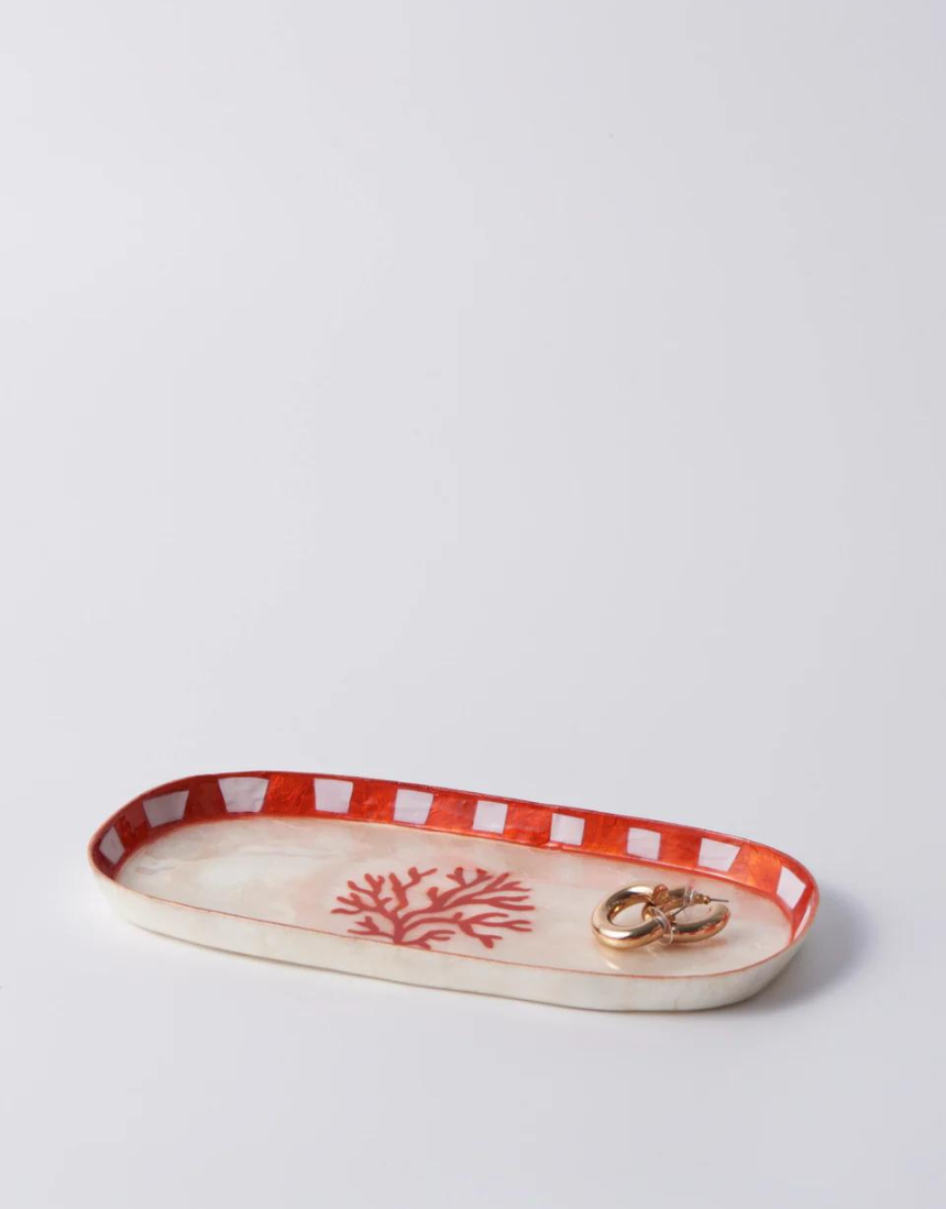 Jones & Co Atlantic Coral Tray in vibrant red, featuring a decorative coral-inspired design for stylish home decor.