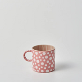 Jones & Co Chino Espresso Cup in pink with dotted pattern, ceramic mug for coffee or espresso.