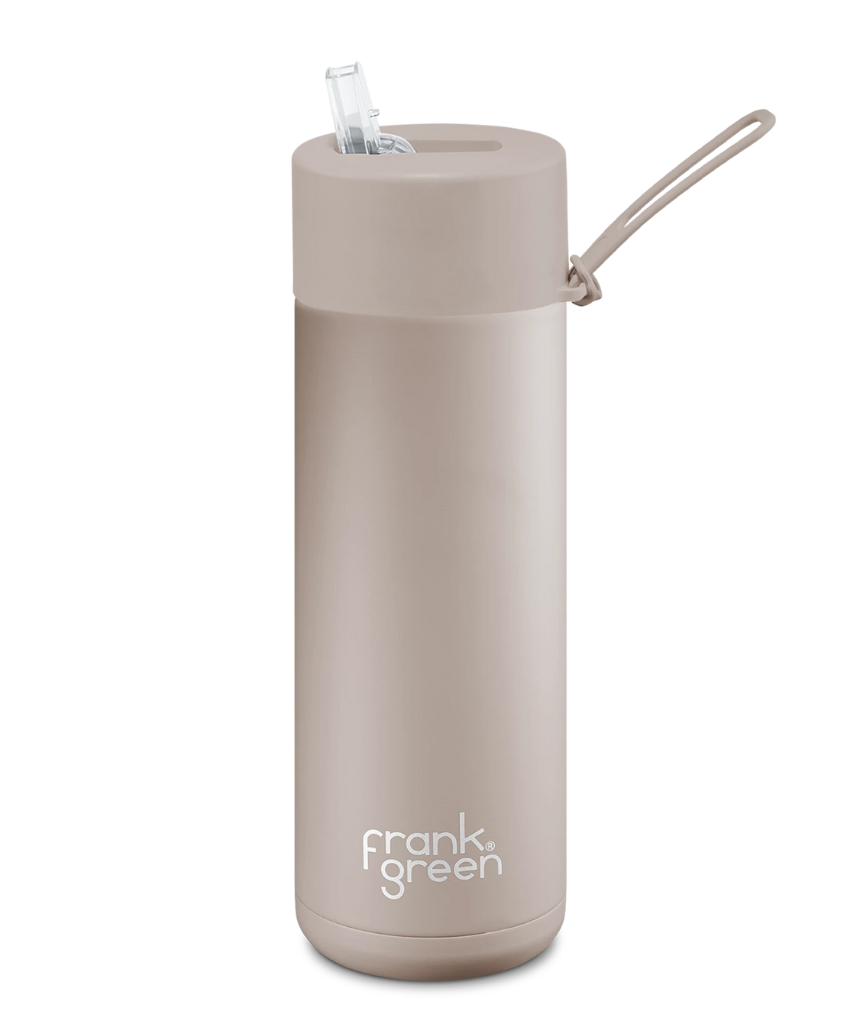 Frank Green Moon Dust 595ml reusable drinkware bottle showing a sleek design and vibrant moon dust color.