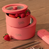 Frank Green stainless steel bowls with glass lids, 700ml and 1500ml, ideal for home storage and meal prep.