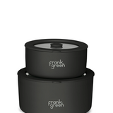 Frank Green stainless steel bowls with glass lids, 2-pack, including 700ml and 1500ml sizes for homeware storage.