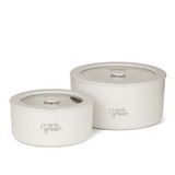 Frank Green stainless steel bowls with glass lids, 700ml and 1500ml, showcasing durable homeware storage containers.