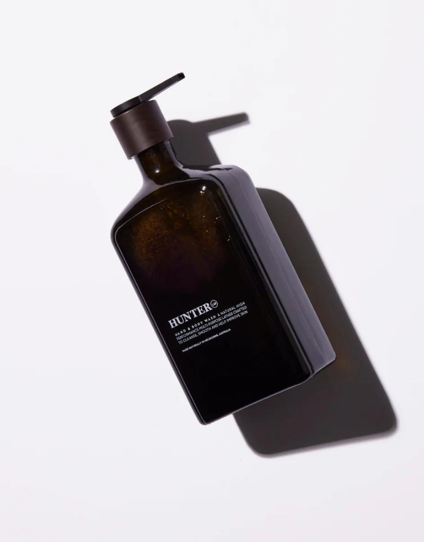 Hunter Lab Forever Kit for bath and body, featuring skincare products with natural ingredients in sleek packaging.