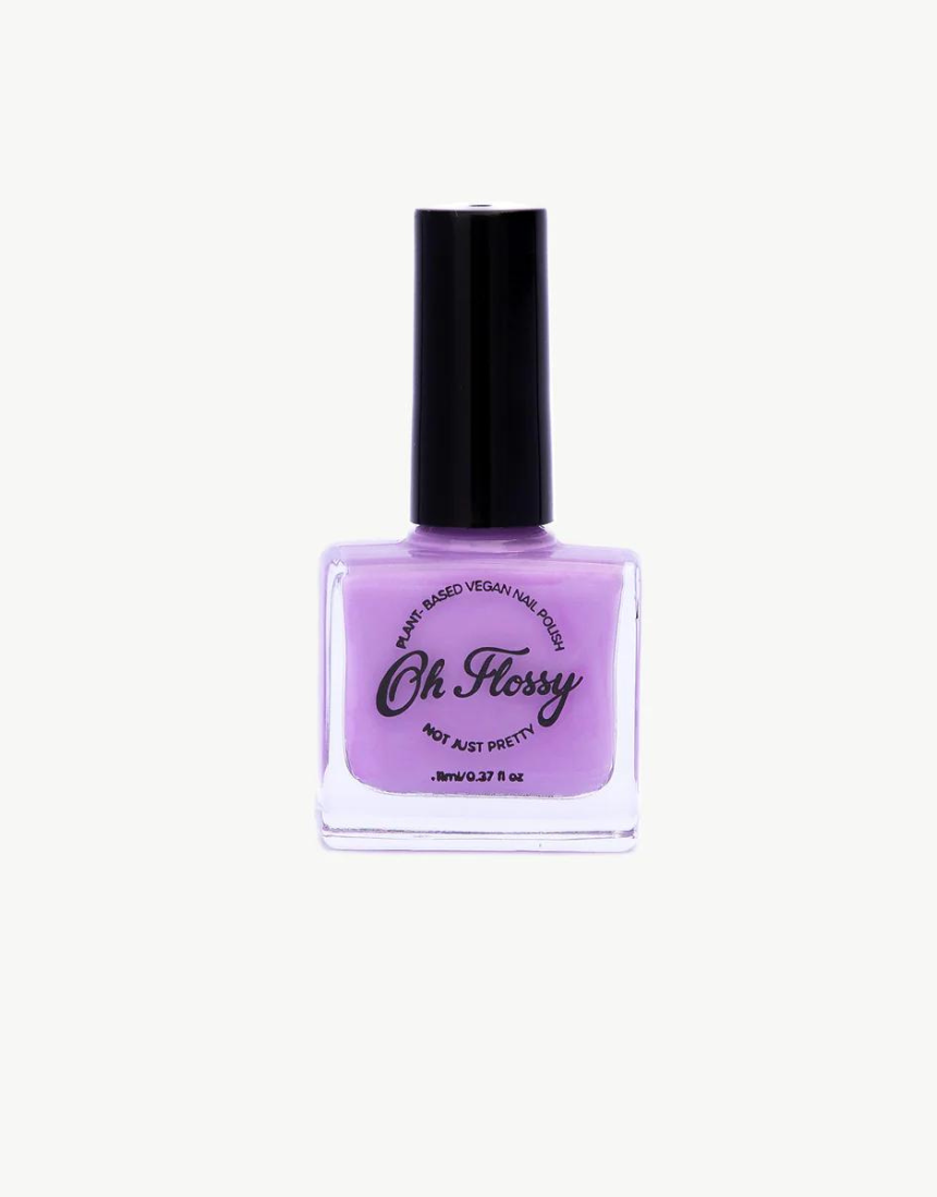 Kids nail polish bottle from Oh Flossy with bright, colorful design and playful packaging for children.