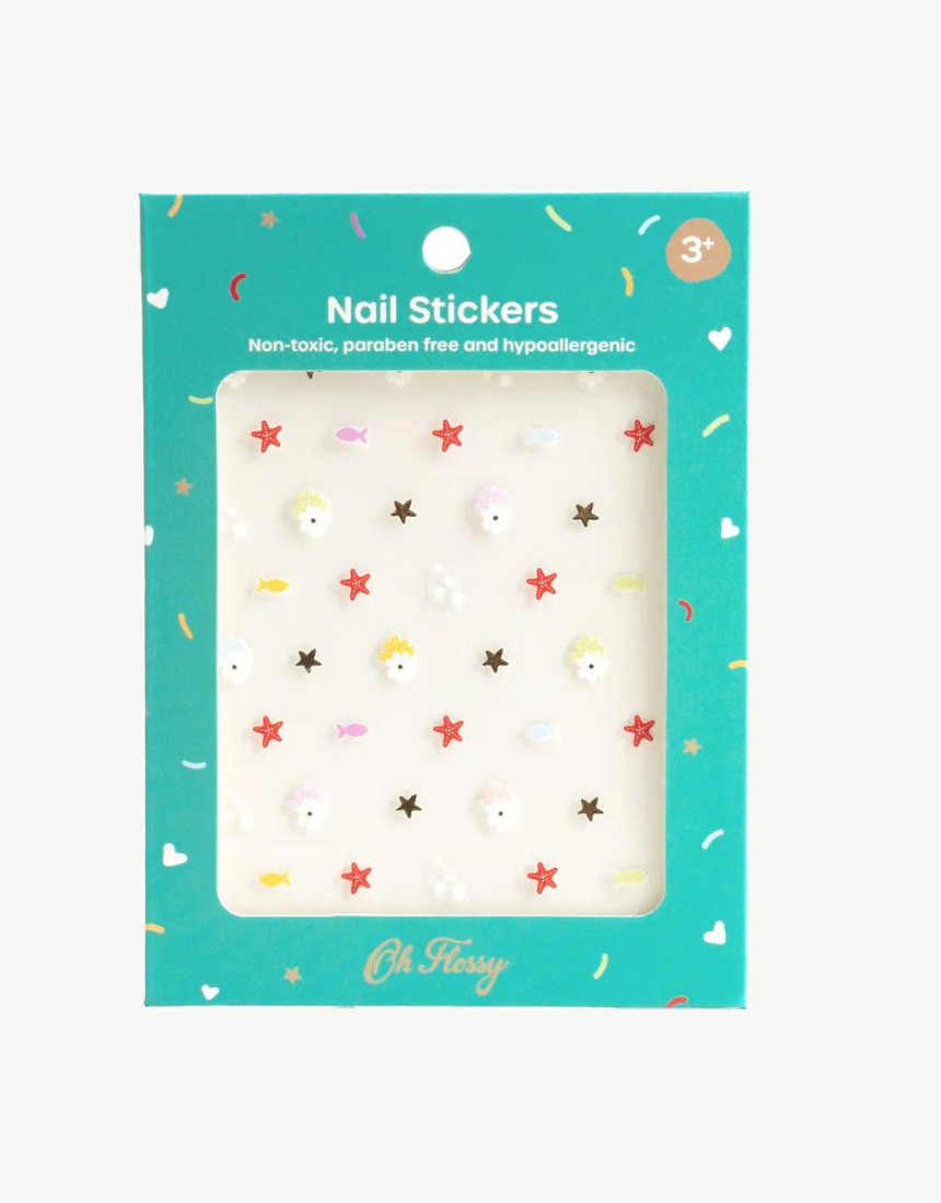 Kids' Oh Flossy nail stickers with colorful, playful designs for fun nail art. Perfect for children's nail decoration.