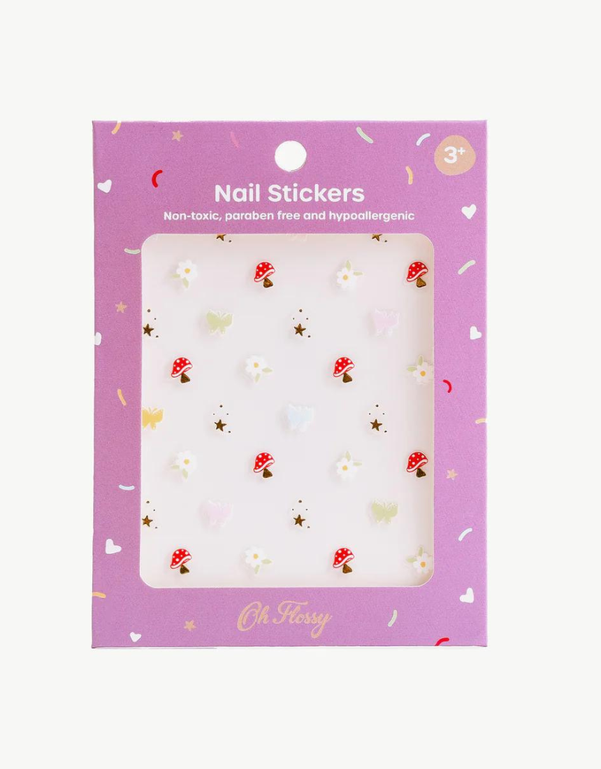 Kids nail stickers by Oh Flossy featuring colorful, playful designs perfect for children's nail art.
