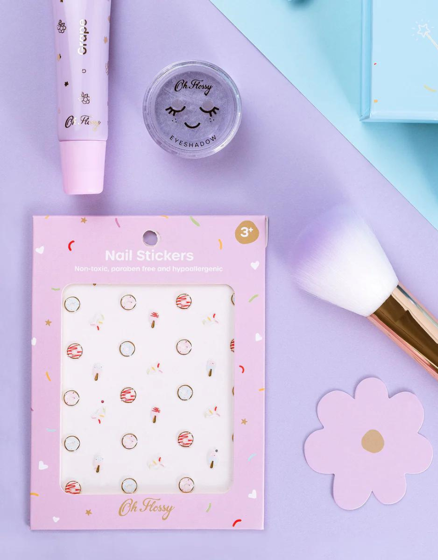 Kids nail stickers by Oh Flossy featuring colorful, playful designs perfect for children's nail art.