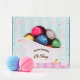 Colorful Oh Flossy Kids Mini Bath Bombs set with small, round bath bombs in bright pastel colors, designed for children's bath time.