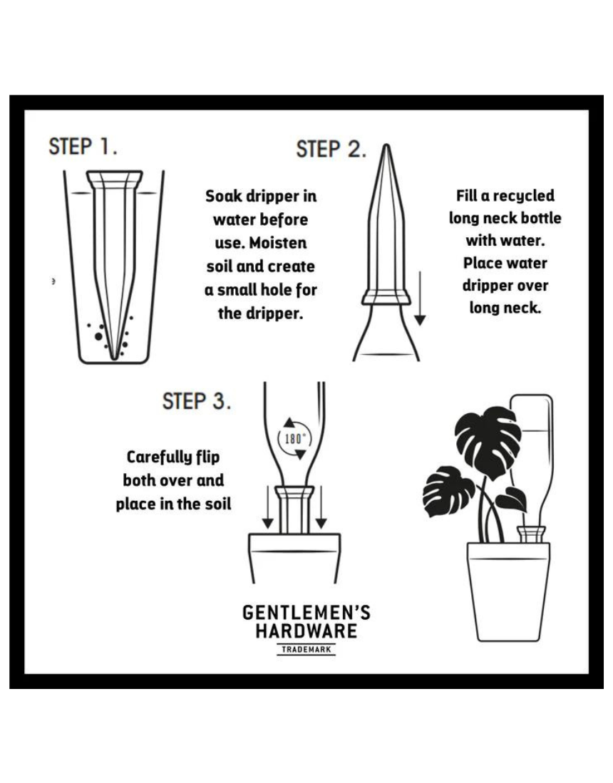 Gentlemen's Hardware Plant Water Drippers string light with LED bulbs, flexible wire, and plant watering features for outdoor or indoor use.