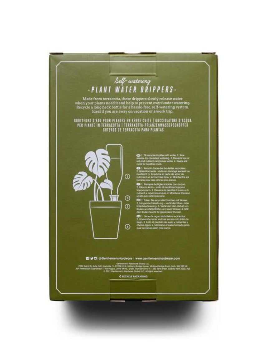 Gentlemen's Hardware plant water drippers string light with small LED bulbs for outdoor garden or patio decoration.