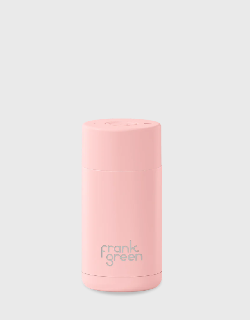 Frank Green Blushed ceramic reusable 12oz (355ml) drinkwear cup, with a pink-toned finish and sleek design.