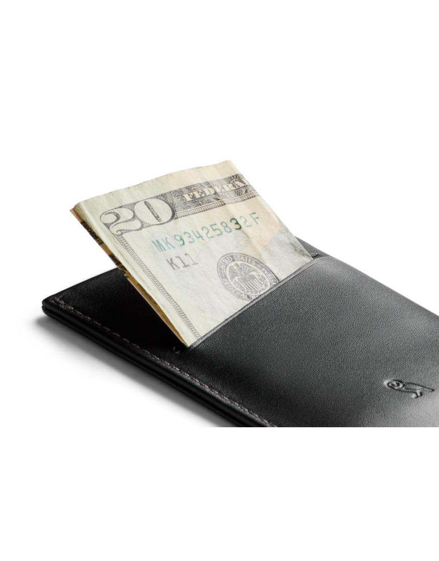 Bellroy Card Sleeve 2nd Edition in black showing sleek leather exterior with multiple card slots and minimalist design