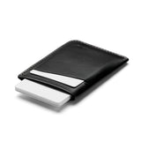 Bellroy Card Sleeve 2nd Edition in black showing sleek leather wallet with multiple card slots and minimalist design.