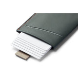 Bellroy Card Sleeve 2nd Edition in Everglade leather showing multiple card slots and sleek slim design.