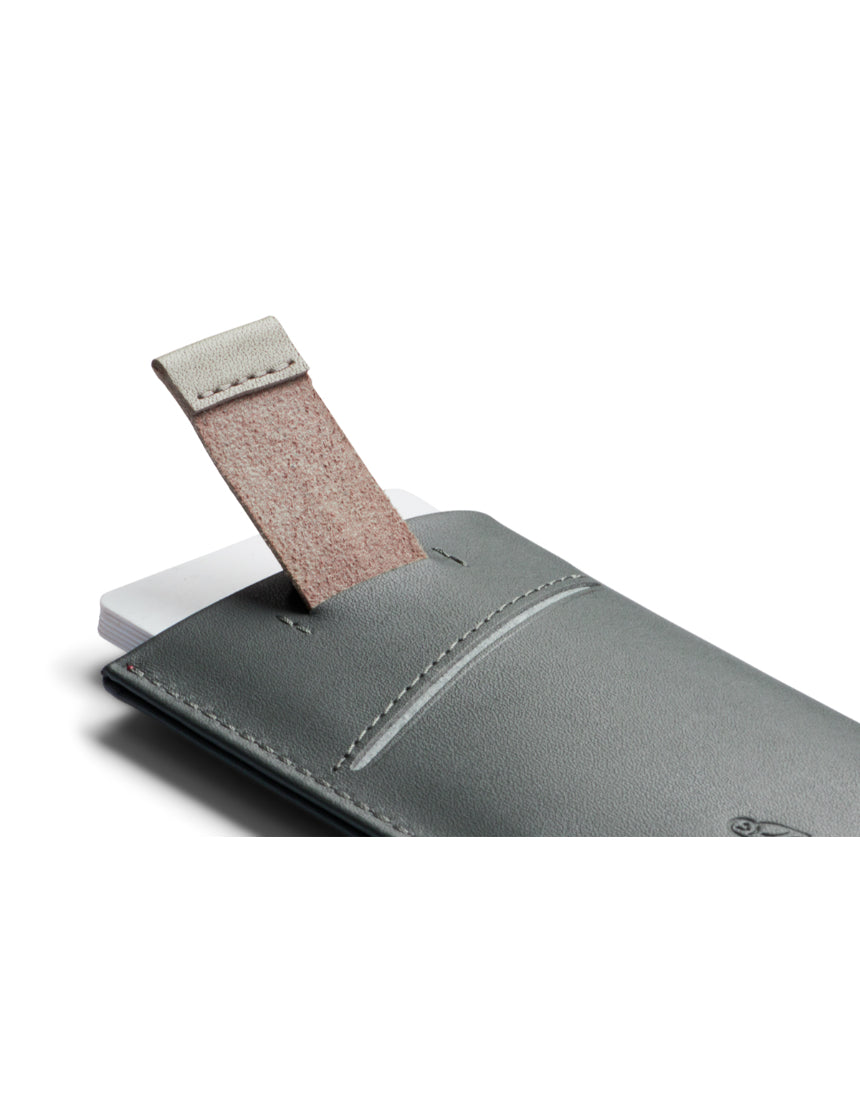 Bellroy Card Sleeve 2nd Edition in Everglade leather showing multiple card slots and sleek design for easy card organization.