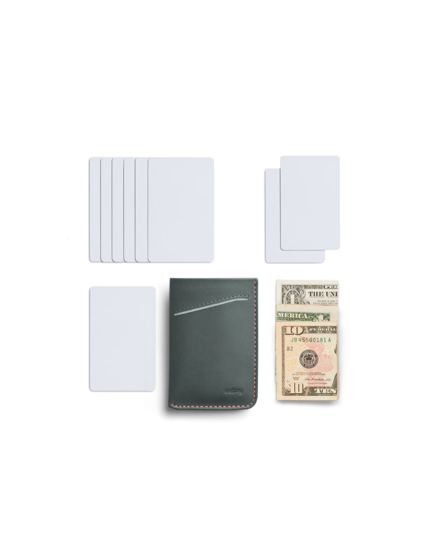 Bellroy Card Sleeve 2nd Edition in Everglade with multiple card slots and sleek leather design.