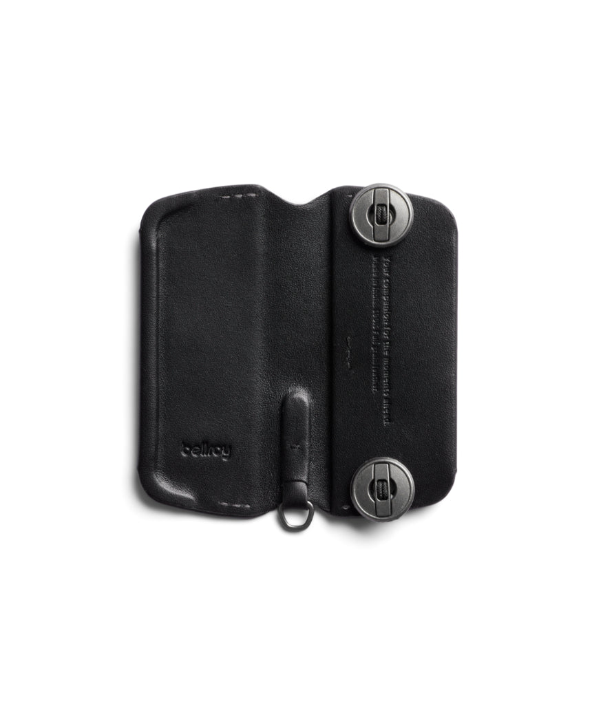 Bellroy Key Cover Plus 3rd Edition in black, slim leather key organizer with multiple key slots and compact design.